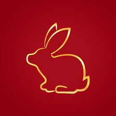 Happy Chinese new year greeting card 2023 with cute rabbit. Animal holidays cartoon character. Rabbit icon vector.