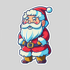 Sticker template with christmas santa,  xmas happy Santa character stickers. Multicolor
