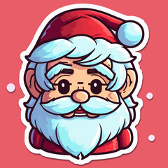 Sticker template with Santa Claus,  xmas surprised Santa stickers collection. Winter collection