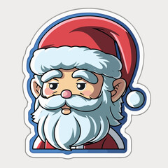 Christmas santa cartoon sticker, xmas Santa character stickers. Winter holidays