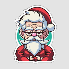 Christmas santa cartoon sticker, xmas Santa stickers print. New-year collection