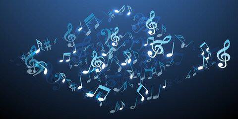 Musical note symbols vector pattern. Melody