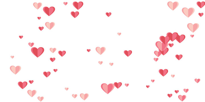 Origami pink heart shapes flying vector background. Festive decorative elements. Greeting card