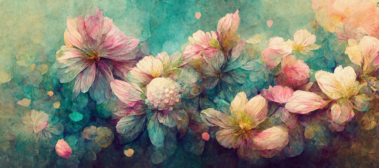 Fototapeta na wymiar illustration of a beautiful flower background, warm pink colors