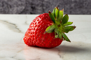 Strawberry in natura, on white marble stone © BY BRAZIL