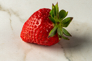 Strawberry in natura, on white marble stone © BY BRAZIL