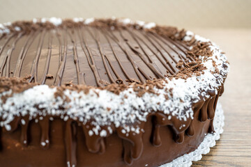 chocolate cake with cream and frosting