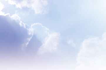 Purple sky with white cloud. The phenomenon of the arctic light curtain of wonderful colors Winter skies are cool days, nice weather and beautiful nature.