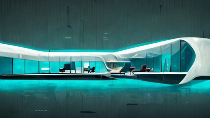futuristic office concept modern architecture background render technology