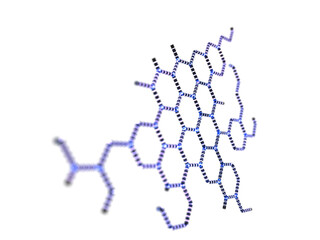 Big data visualization. Network connection structure with chaotic distribution of points and lines. 3D rendering.