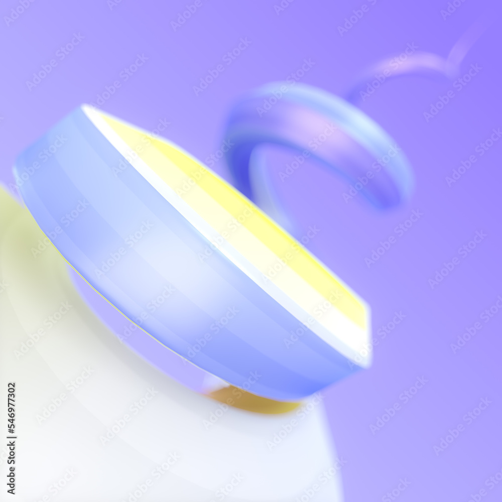 Poster Digital illustration of a helix with iridescent stripes. Line art optical illusion. Abstract background. 3d rendering