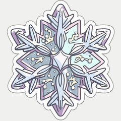 Christmas snowflake sticker, xmas snowflake. Multicolor