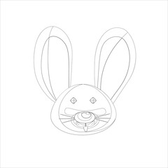 Fototapeta premium Rabbit head. Linear drawing of an animal. Vector illustration.