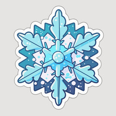Christmas snowflake cartoon sticker, xmas snowflake stickers elements. New-year collection