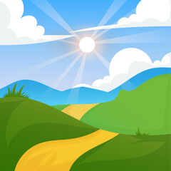 Natural landscape Cartoon vector illustration