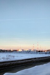Fototapeta na wymiar winter view of the power plant