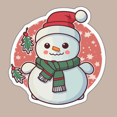 Christmas snowman sticker, xmas snowman in hat stickers pack. New-year collection