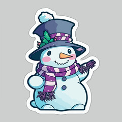 Christmas snowman sticker, xmas snowman in hat stickers collection. New-year collection