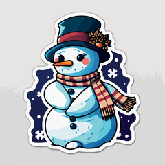 Sticker template with snowman,  xmas snowman stickers collection. New-year collection