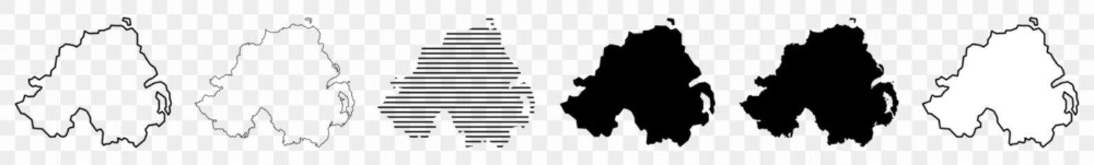 Northern Ireland Map Black | Border | State Country | Transparent Isolated | Variations