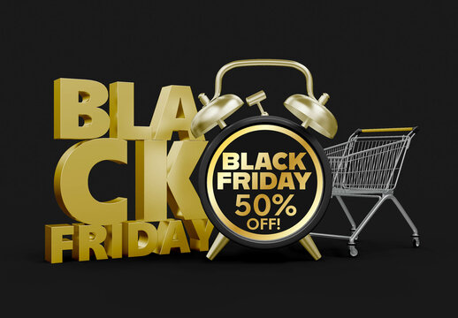 Front View of Black Friday Alarm Clock Mockup