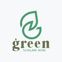 Simple minimalist G lettermark logo design. Green finance G initial letter mark logo vector