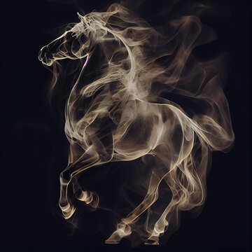 Smoke photography of horse in motion