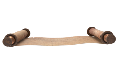 antique parchment in white, treasure map in tubes on white background