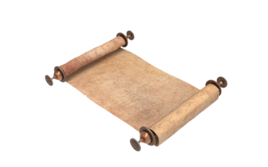 antique parchment in white, treasure map in tubes on white background