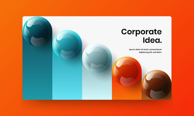 Clean 3D spheres booklet layout. Creative corporate identity design vector template.