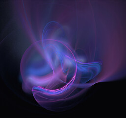 Fototapeta premium abstract purple-blue glowing pattern on black background, design, wallpaper