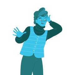 Freezing from Cold Man Character Feeling Stress and Fear Vector Illustration