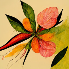 Watercolor colorful flower art background.