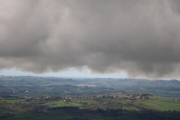 Rain around Volterra in spring, Tuscany Italy