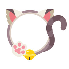 Round cat frame. Cute vector template for photo, text or greetings design. © Roman