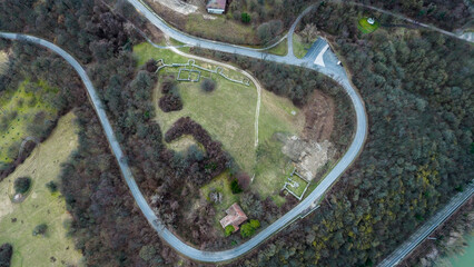 aerial view of the road