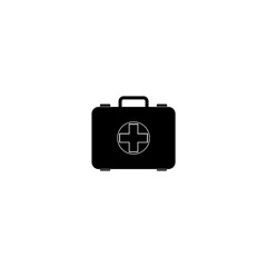 First aid kit icon. Set of black first aid kit icons on white background