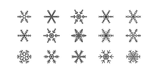 Snowflake icon set on white background. Xmas, winter holidays. Snowy, Christmas symbol. Simple flat design.