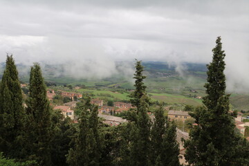 Rain around Volterra in spring, Tuscany Italy