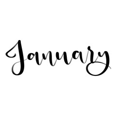 Isolated word January written in hand lettering