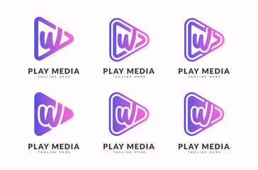 Letter W play media creative gradient logo