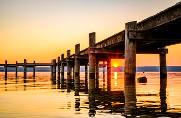old wooden jetty at a bavarian lake
