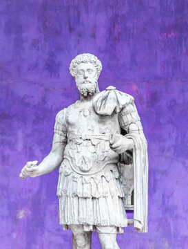 Marble statue of Roman Emperor Marcus Aurelius and Stoic philosopher