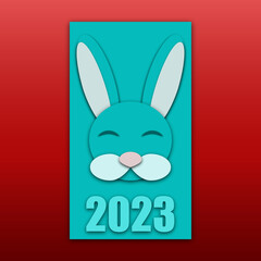 muzzle ofmuzzle of a blue rabbit or hare. new year 2023. vector - 546994513
