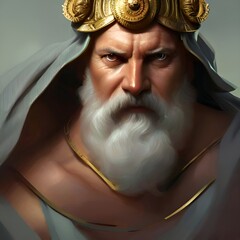 Illustrated portrait of Zeus, God of Olympia