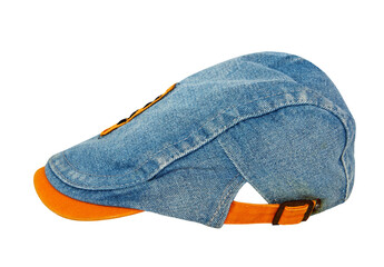 Trendy blue jeans cap isolated on transparent.