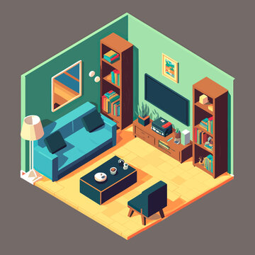 Isomorphic box of a living room