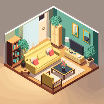 Isomorphic box of a living room