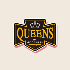 Queen Shield Logo With Crown Icon In Medieval Style Vector Design Inspiration