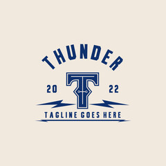 Initials T Thunder Logo With Lightning Ornament